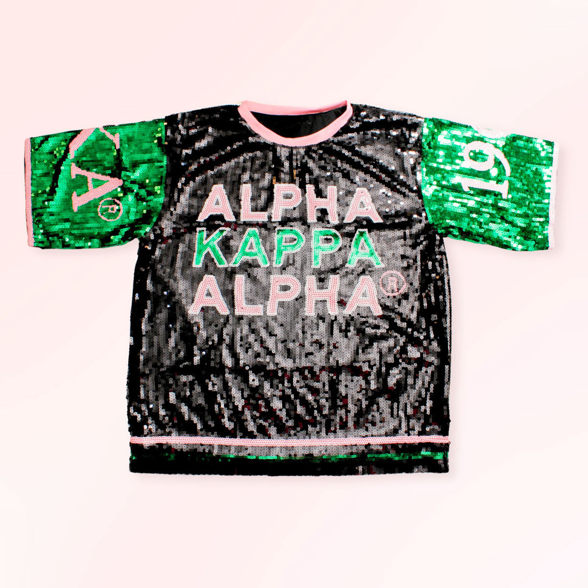 Alpha Kappa Alpha Black Sequin Jersey Shirt - Premium Wholesale Boutique Clothing from Pinktown - Just $85! Shop now at chiquestyles