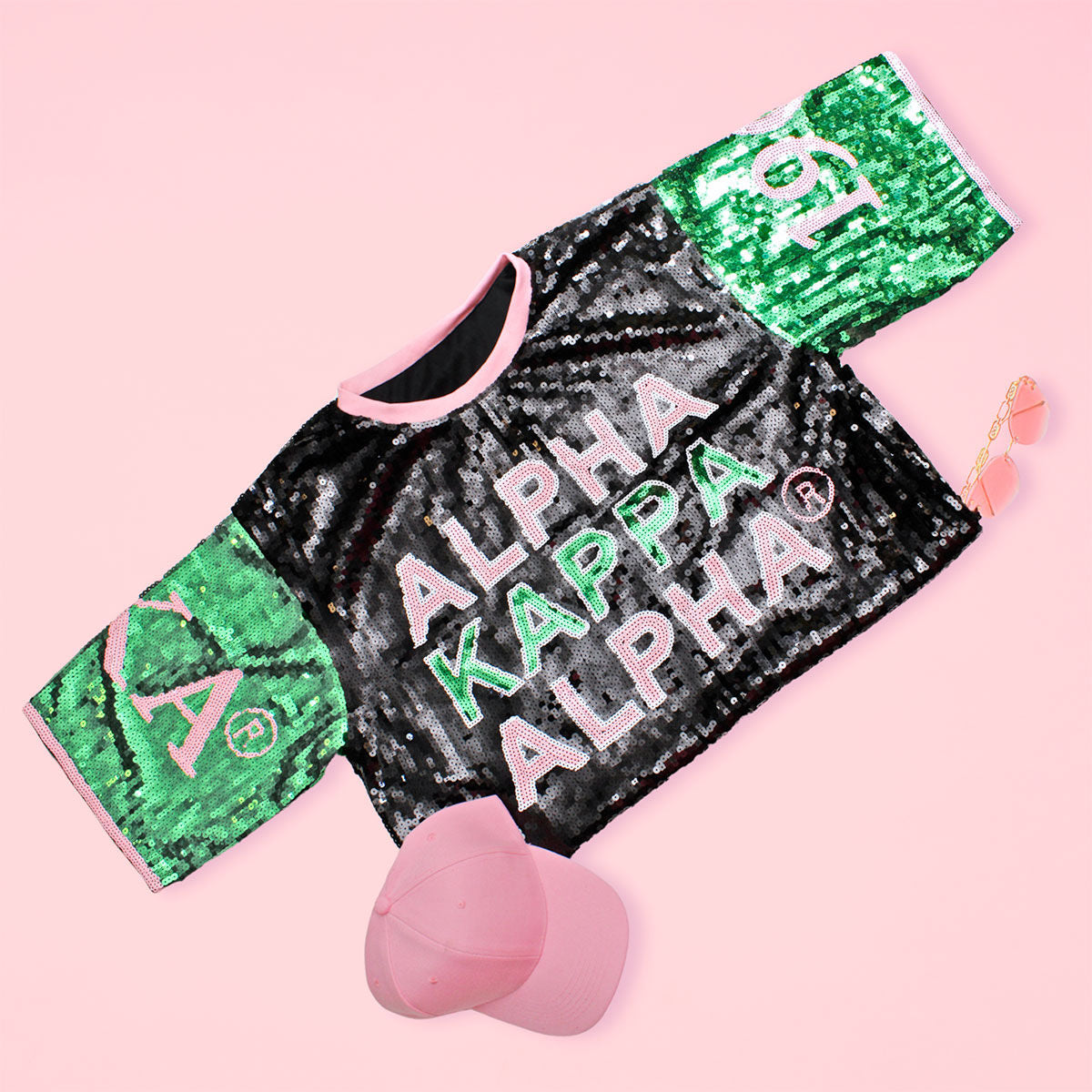 Alpha Kappa Alpha Black Sequin Jersey Shirt - Premium Wholesale Boutique Clothing from Pinktown - Just $85! Shop now at chiquestyles