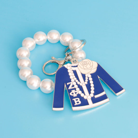 ZPB Blue and White Sweater Sorority Keychain