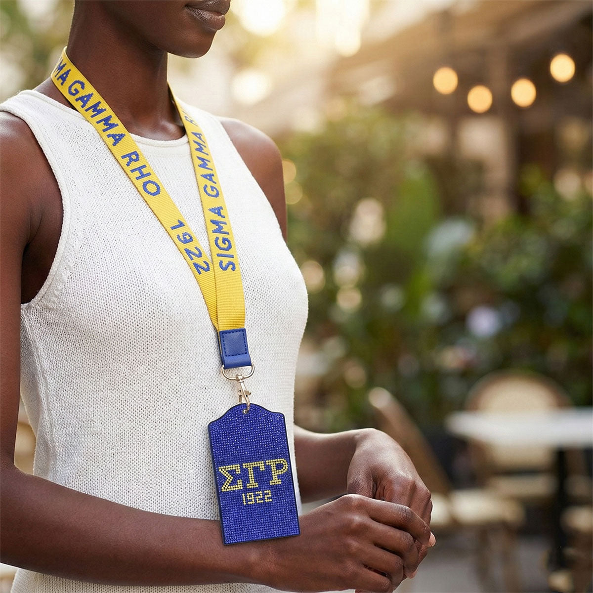 SGRHO Gold Canvas Lanyard ID Badge Clip Women