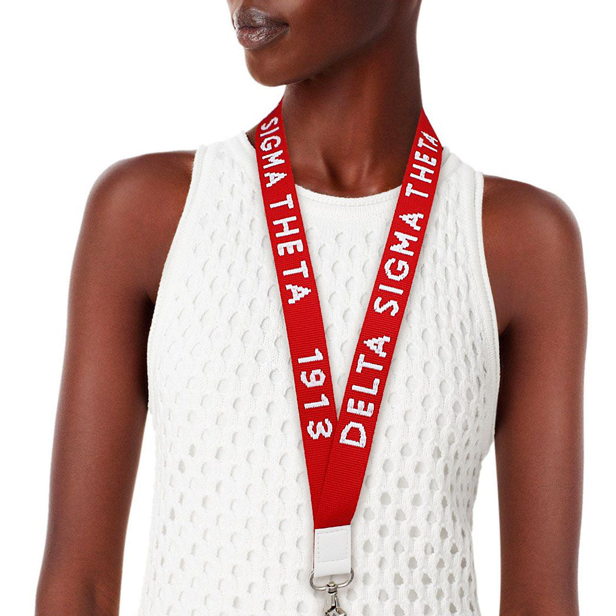 DST Red Canvas Lanyard ID Badge Clip Women