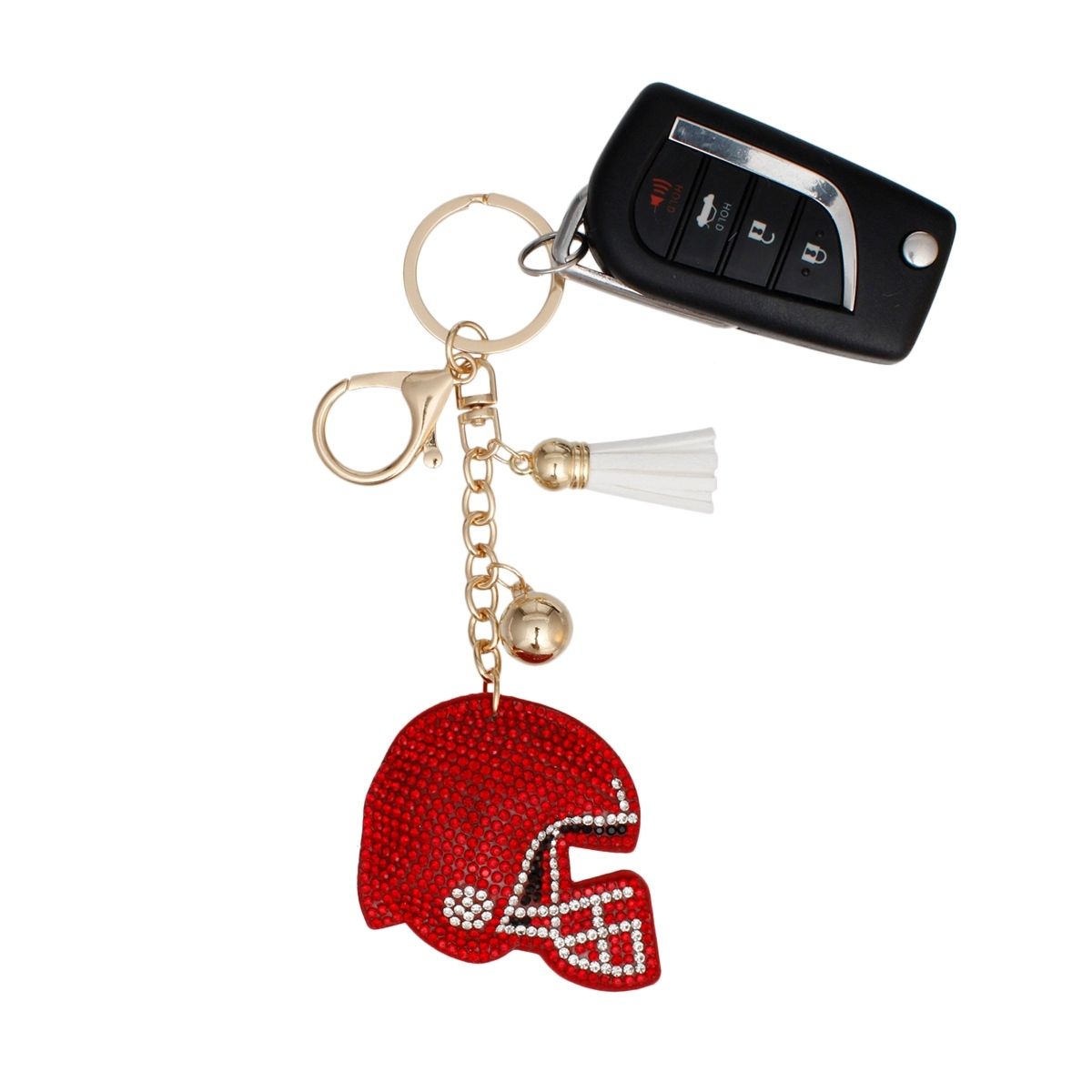 Keychain Red White Football Helmet Bag Charm