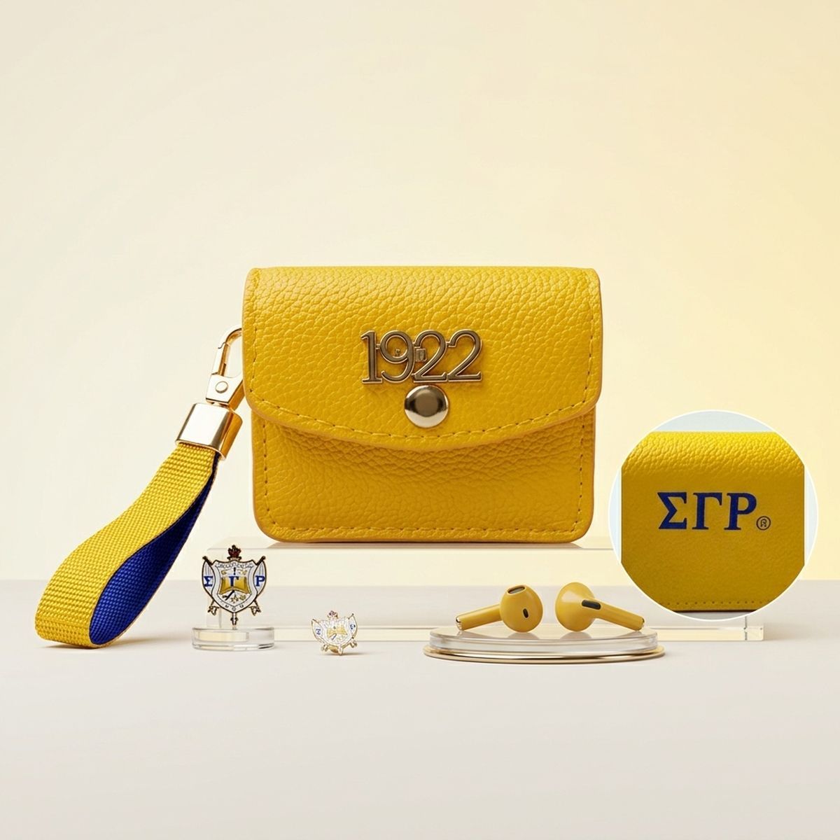 SGRHO Yellow 1922 Earbud Mini Snap Case with Clip