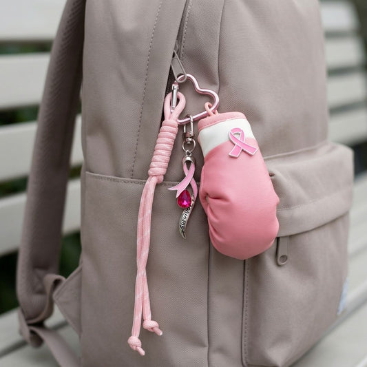 Breast Cancer Pink Ribbon Boxing Glove Keychain