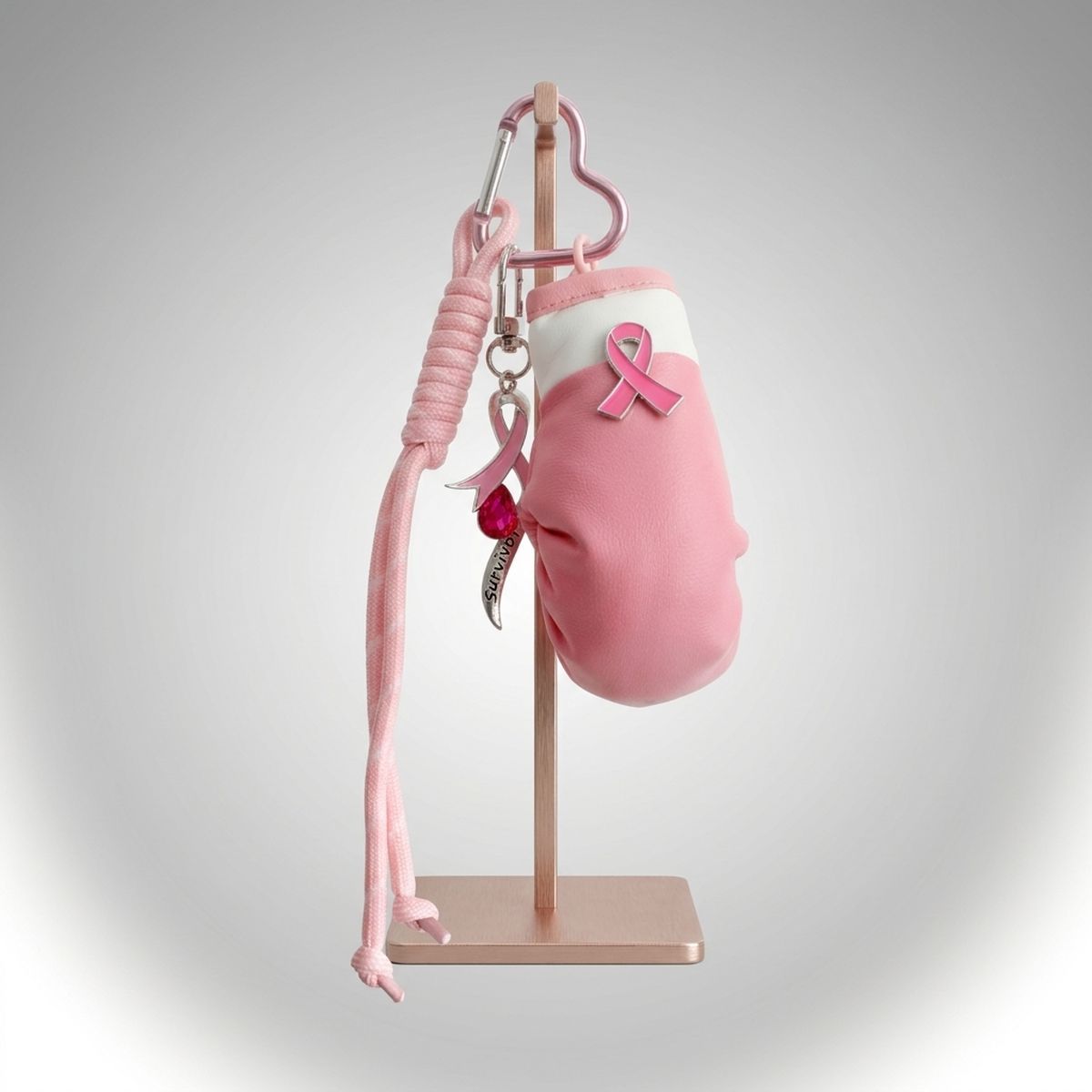 Breast Cancer Pink Ribbon Boxing Glove Keychain