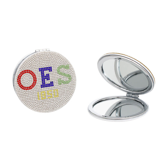 OES Sorority White Bling Mirror Compact - Premium Wholesale Fashion Accessories from Pinktown - Just $16! Shop now at chiquestyles