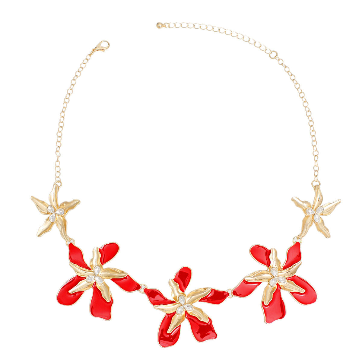 Necklace Red Gold Tropical Flower for Women - Premium Wholesale Jewelry from Pinktown - Just $19! Shop now at chiquestyles