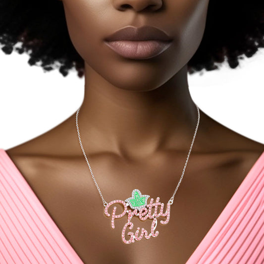 AKA Pretty Girl Pink Pendant Necklace Women - Premium AKA Sorority Paraphernalia from Pinktown - Just $15! Shop now at chiquestyles