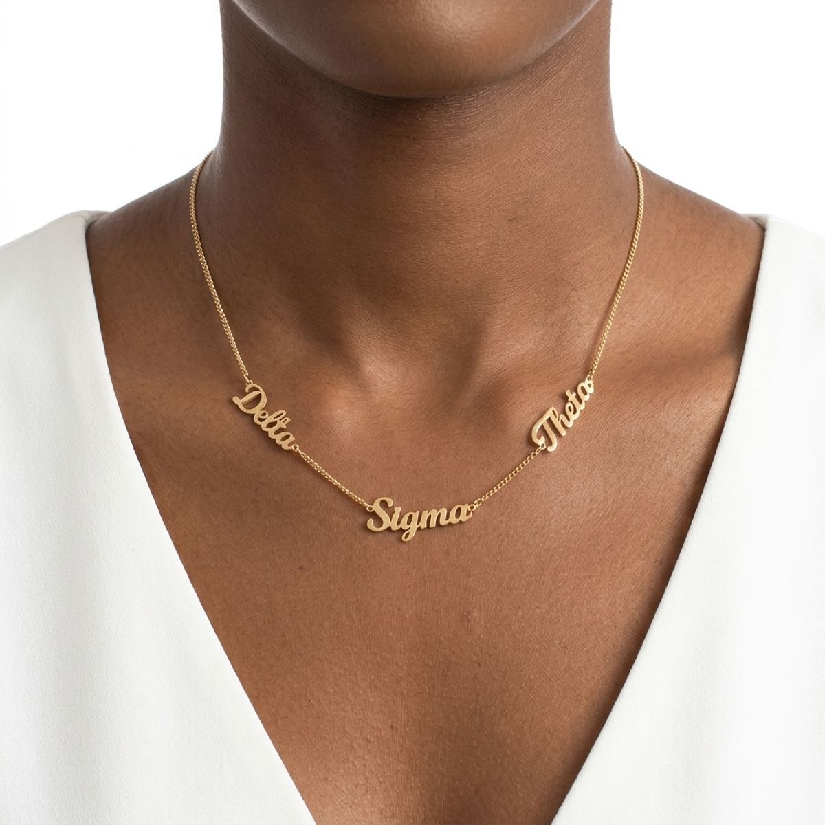Delta Sigma Theta Gold Script Chain Necklace