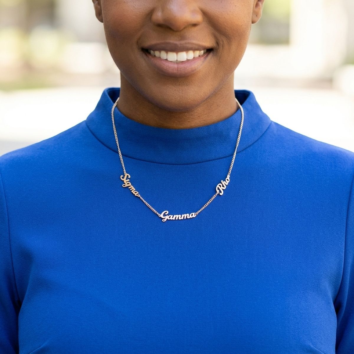 Sigma Gamma Rho Gold Script Chain Necklace