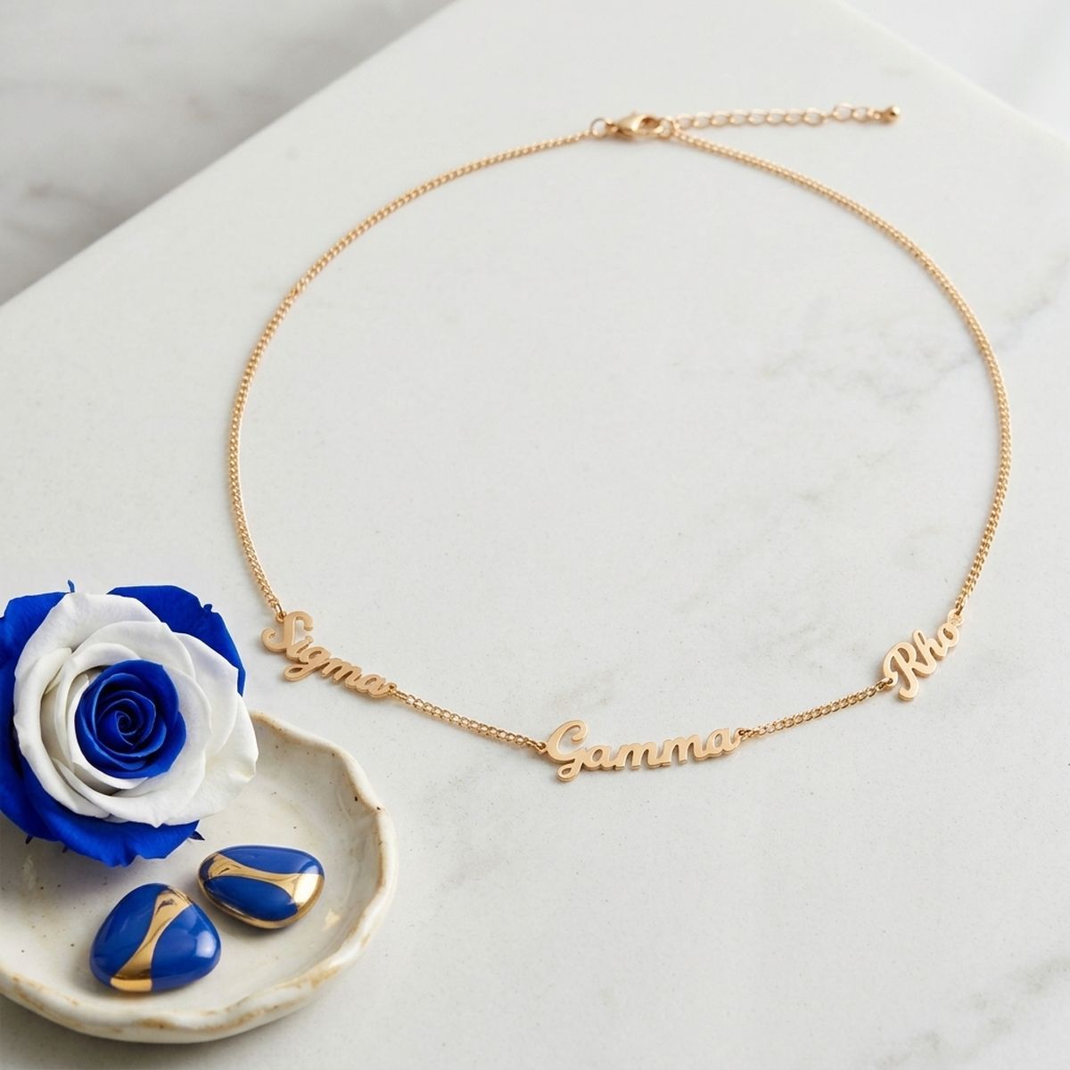 Sigma Gamma Rho Gold Script Chain Necklace