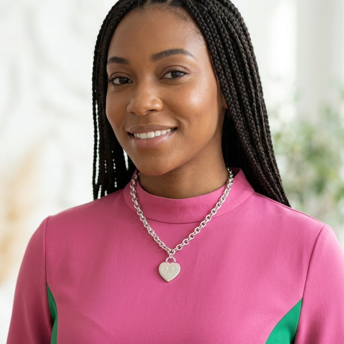 AKA Silver 1908 Legacy Heart Lock Chain Necklace