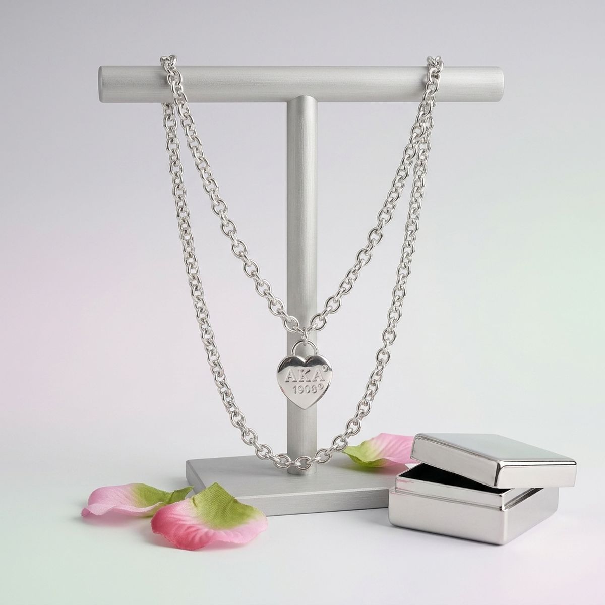 AKA Silver 1908 Legacy Heart Lock Chain Necklace