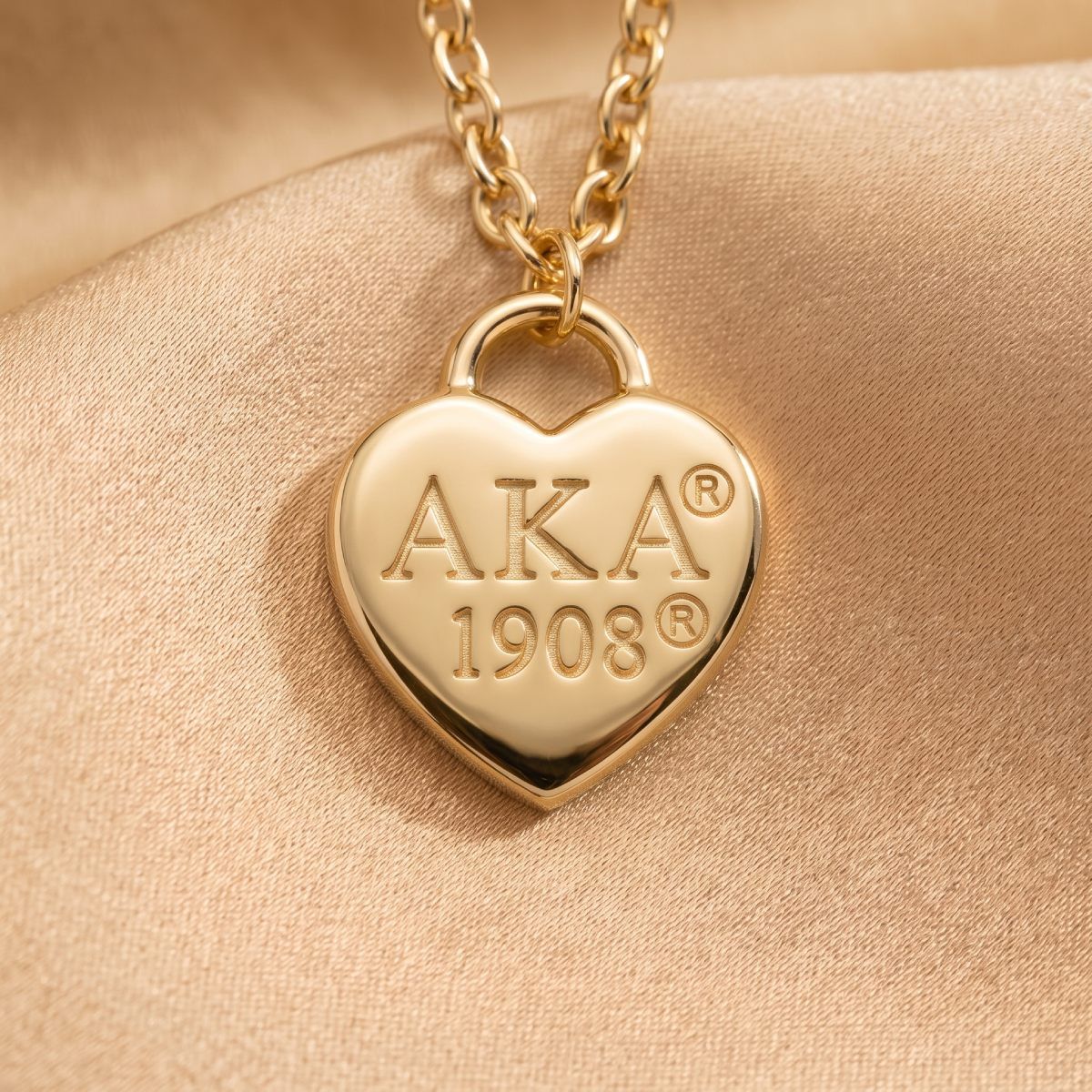 AKA Gold 1908 Legacy Heart Lock Chain Necklace