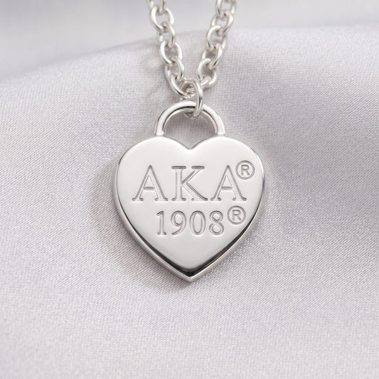 AKA Silver 1908 Legacy Heart Lock Chain Necklace