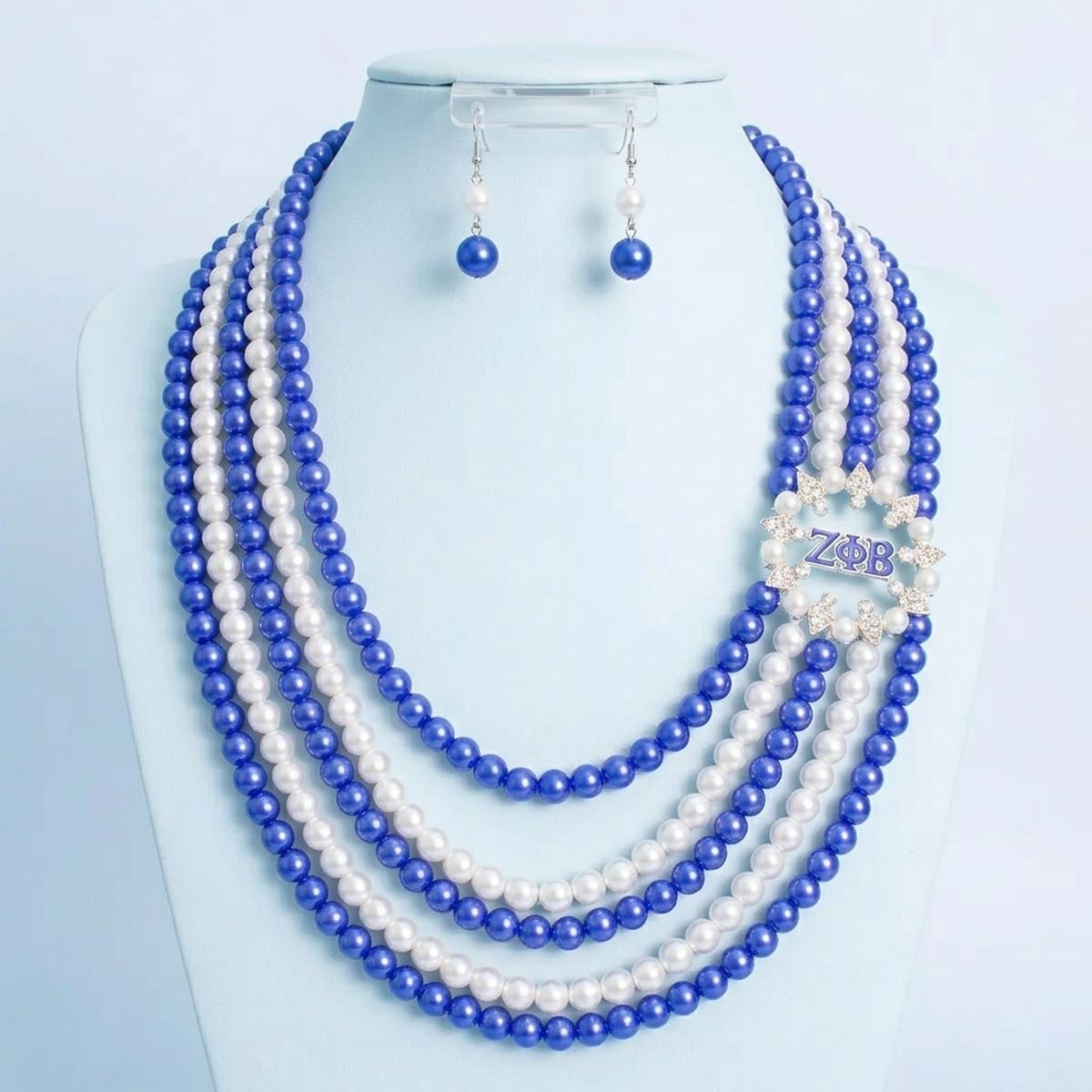 Necklace Blue White Pearl ZPB Set for Women