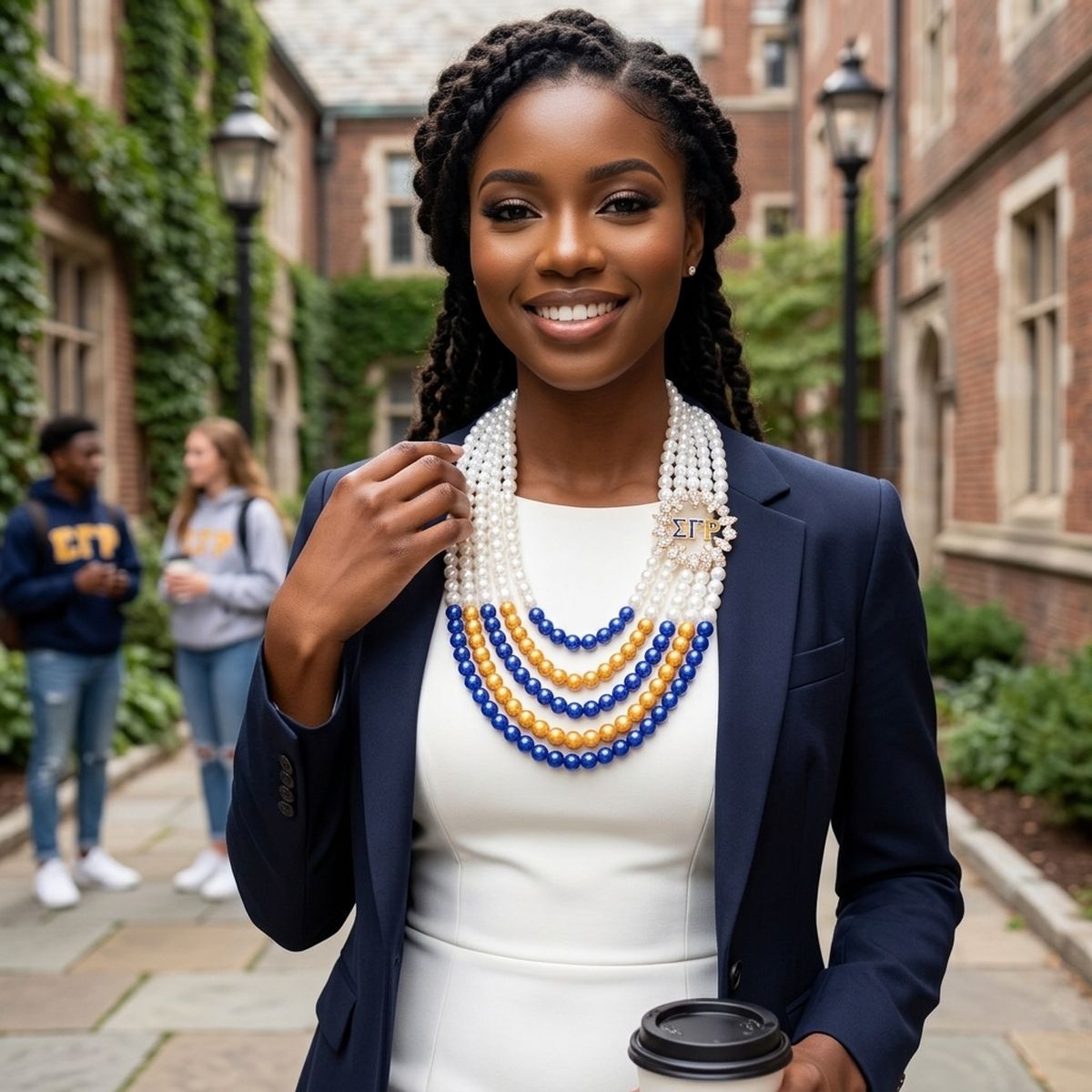 Necklace Mix Blue Gold Pearl Sigma Set for Women