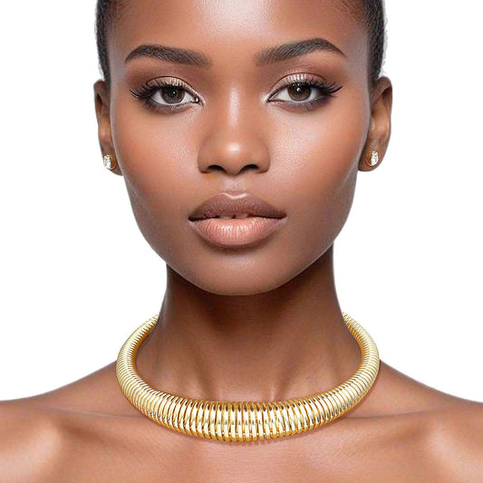 Choker Gold Spring Coil Necklace for Women - Premium Wholesale Jewelry from Pinktown - Just $13! Shop now at chiquestyles