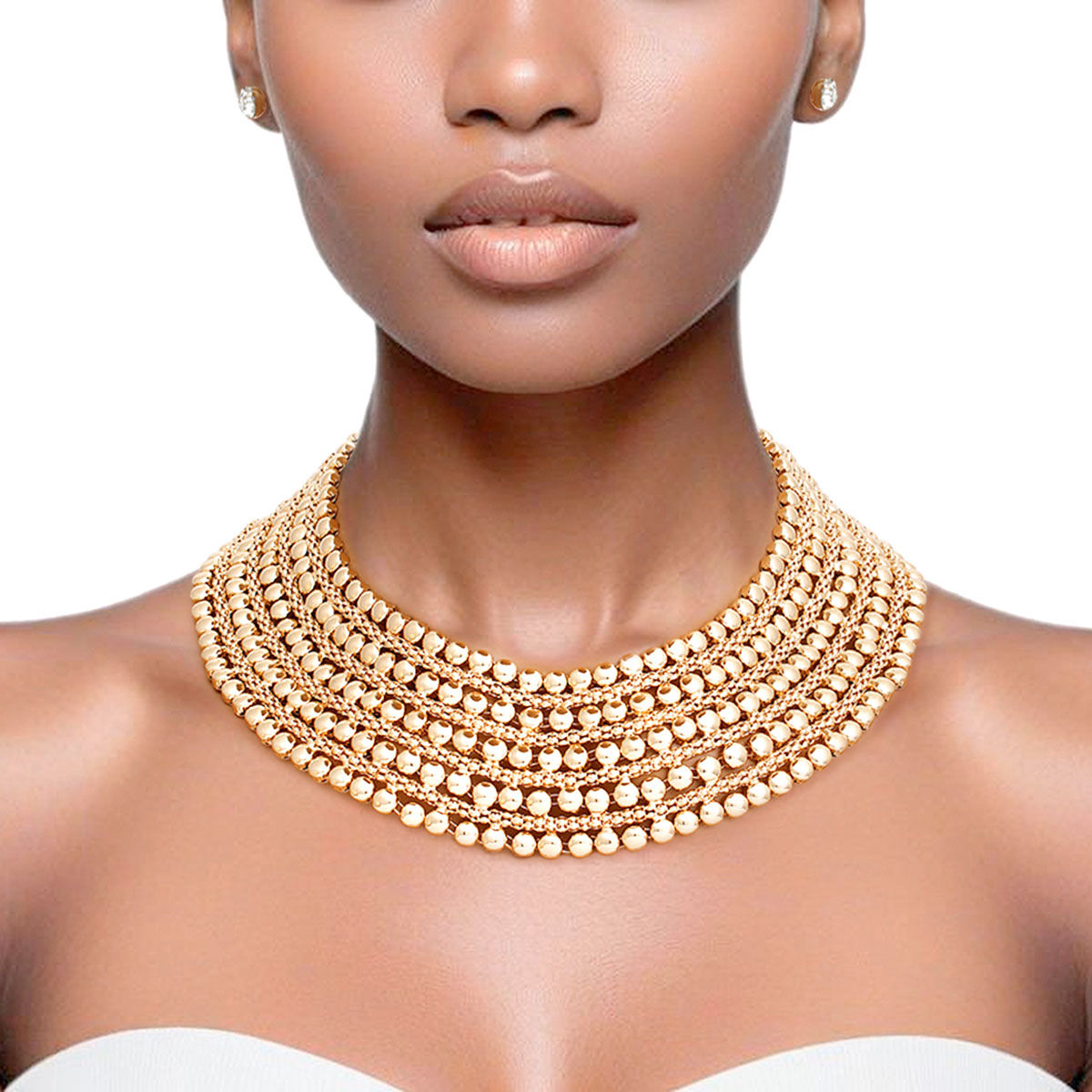 Chainmail Choker Gold Wide Necklace for Women - Premium Wholesale Jewelry from Pinktown - Just $19! Shop now at chiquestyles