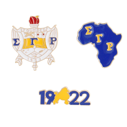 SGRHo Blue Gold Sorority 3pcs Pin Set