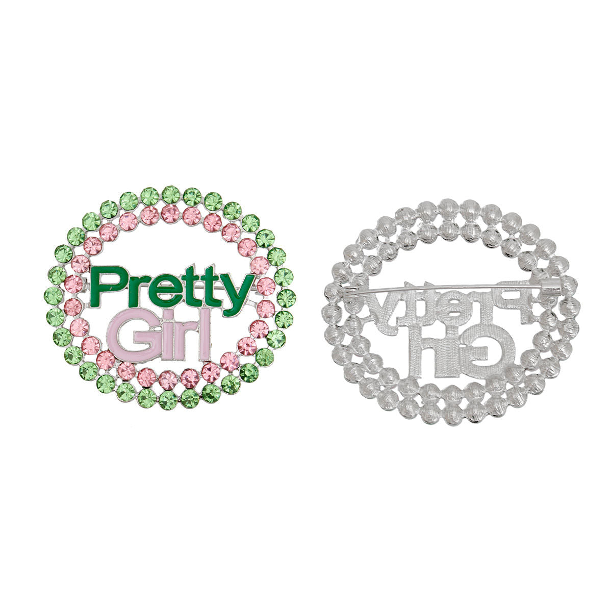 AKA Sorority Pink Green Stone Pretty Girl Brooch - Premium AKA Sorority Paraphernalia from Pinktown - Just $12! Shop now at chiquestyles
