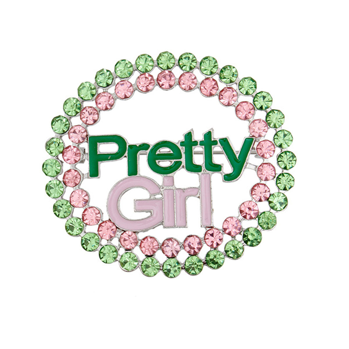 AKA Sorority Pink Green Stone Pretty Girl Brooch - Premium AKA Sorority Paraphernalia from Pinktown - Just $12! Shop now at chiquestyles