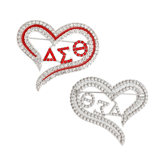 DST Sorority Heart Red Bling Brooch for Women - Premium Authorized DST Vendor from Pinktown - Just $12! Shop now at chiquestyles