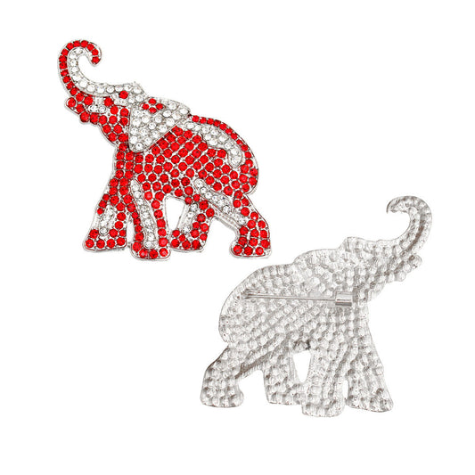 DST Sorority Silver and Red Full Elephant Brooch - Premium Authorized DST Vendor from Pinktown - Just $12! Shop now at chiquestyles