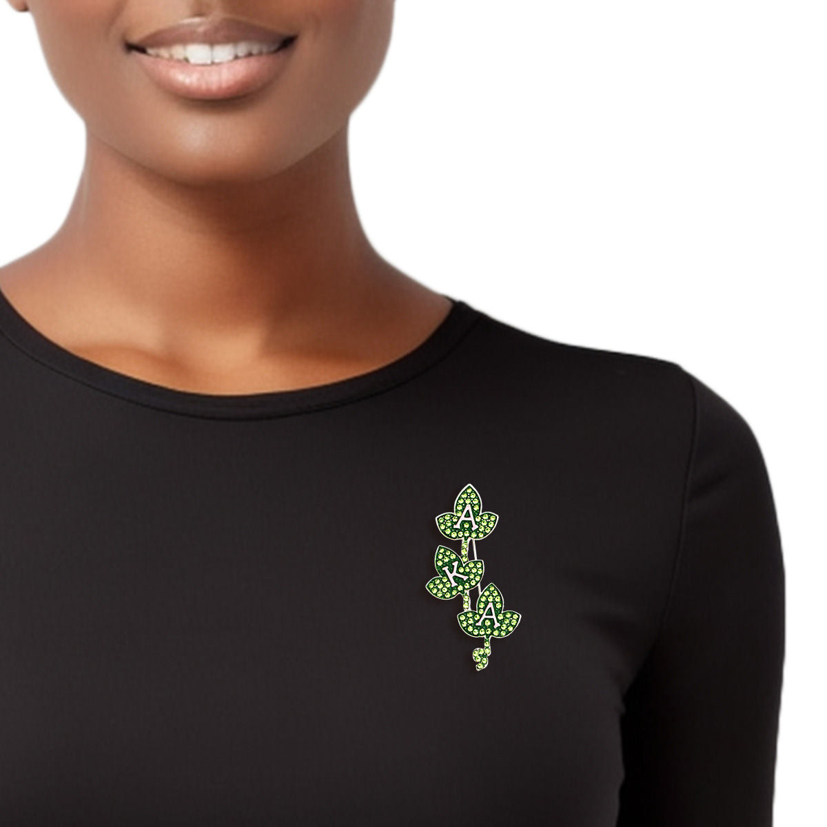 AKA Sorority Green Pink Ivy Leaf Brooch for Women - Premium AKA Sorority Paraphernalia from Pinktown - Just $15! Shop now at chiquestyles