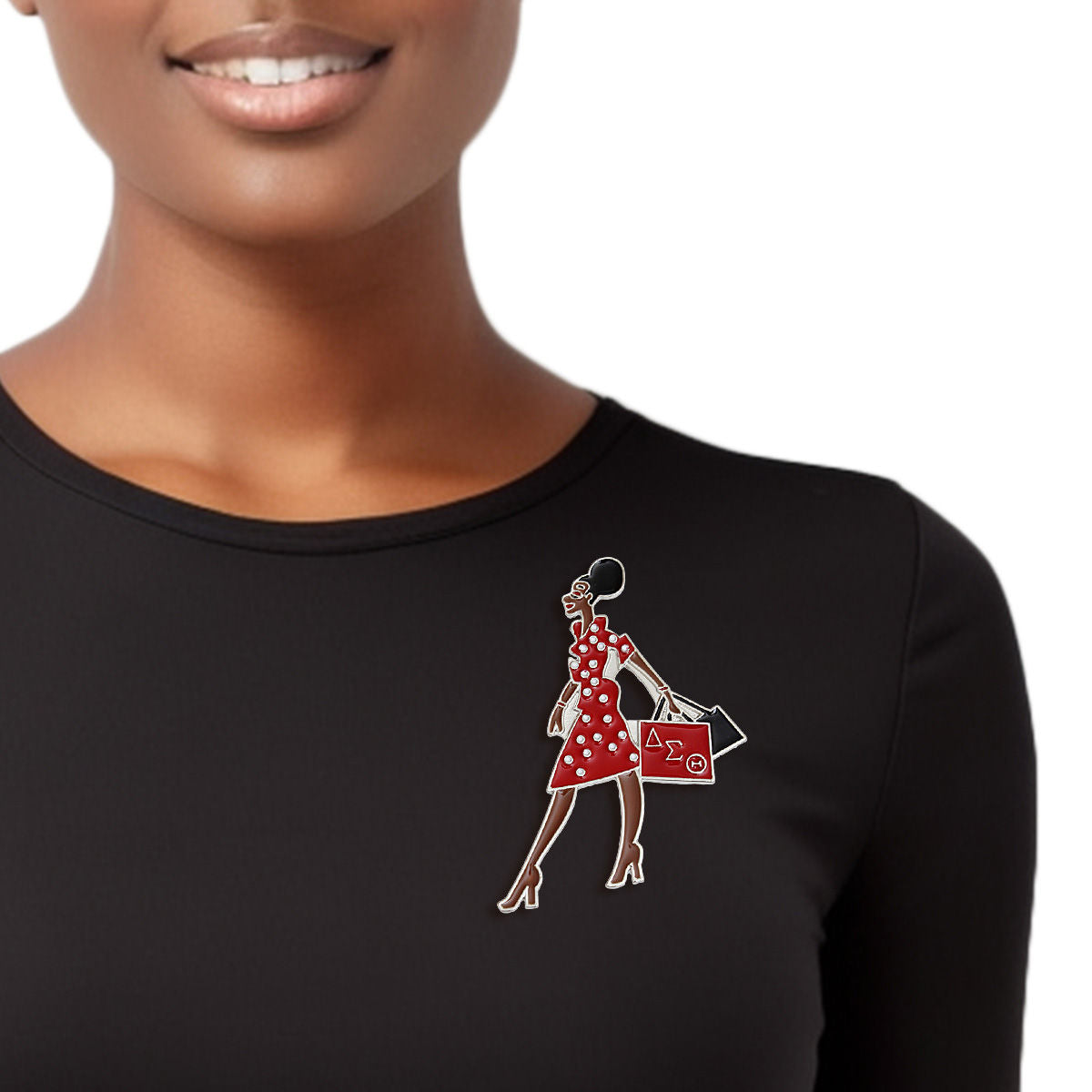 DST Sorority Glam Gal Shopping Brooch for Women - Premium Authorized DST Vendor from Pinktown - Just $15! Shop now at chiquestyles