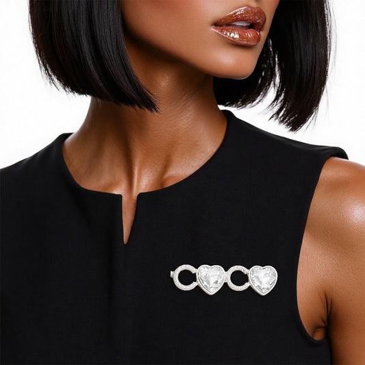 Brooch Iconic Silver Heart and Pearl Stud Coco Pin