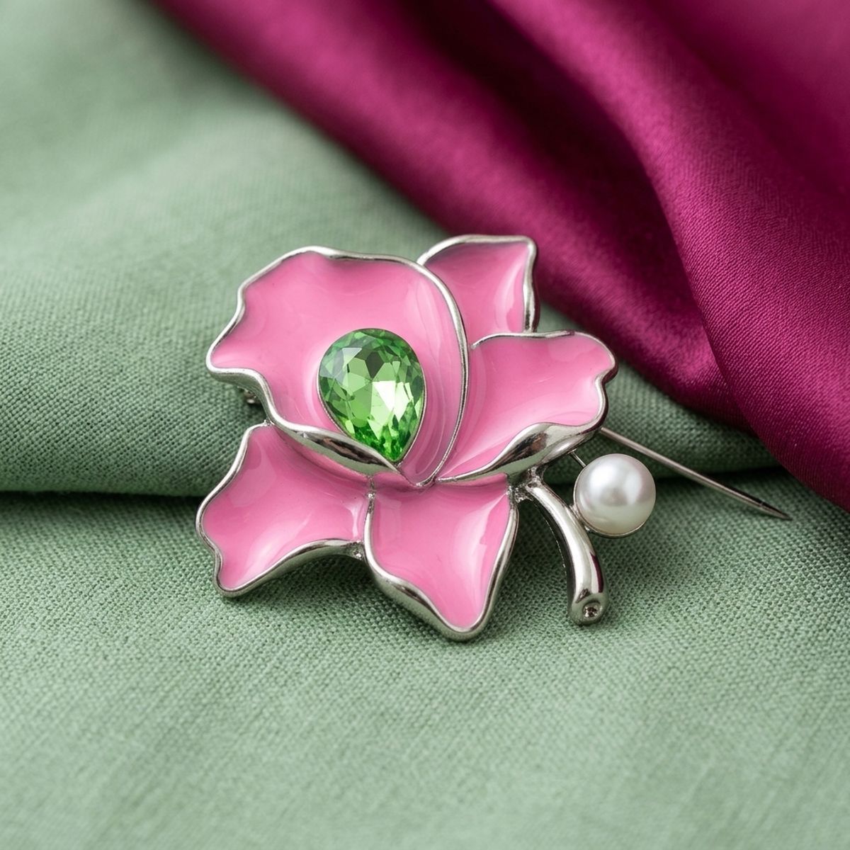 Alpha Kappa Alpha Pink Enamel Flower Brooch Pin