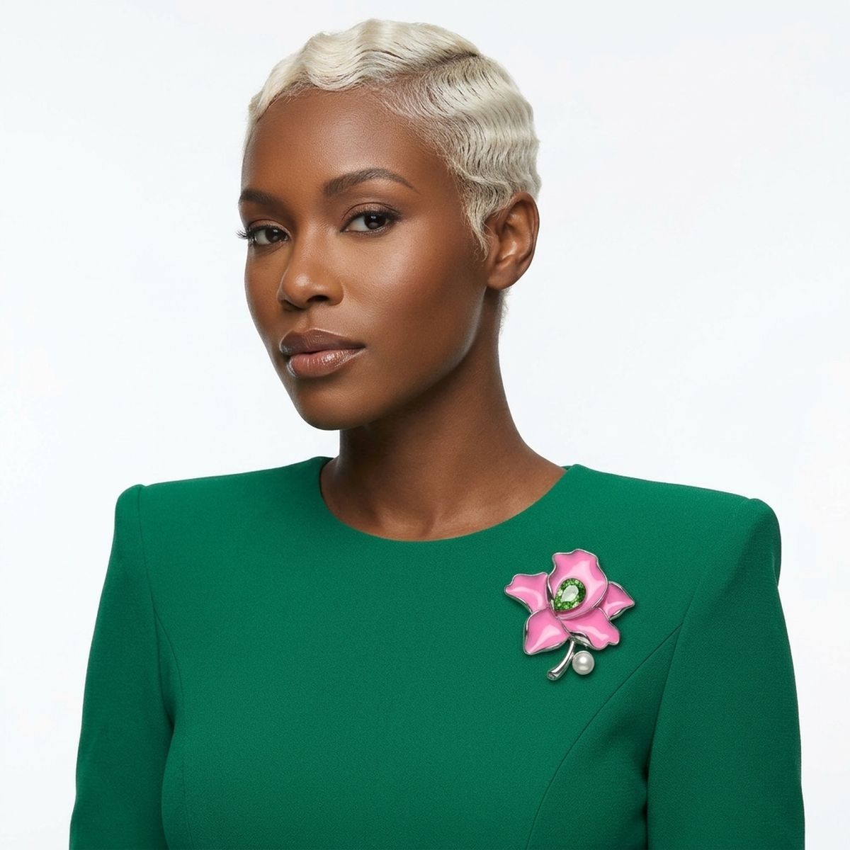Alpha Kappa Alpha Pink Enamel Flower Brooch Pin