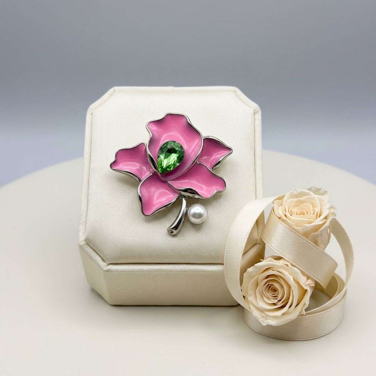 Alpha Kappa Alpha Pink Enamel Flower Brooch Pin