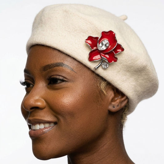 Delta Sigma Theta Red Enamel Flower Brooch Pin