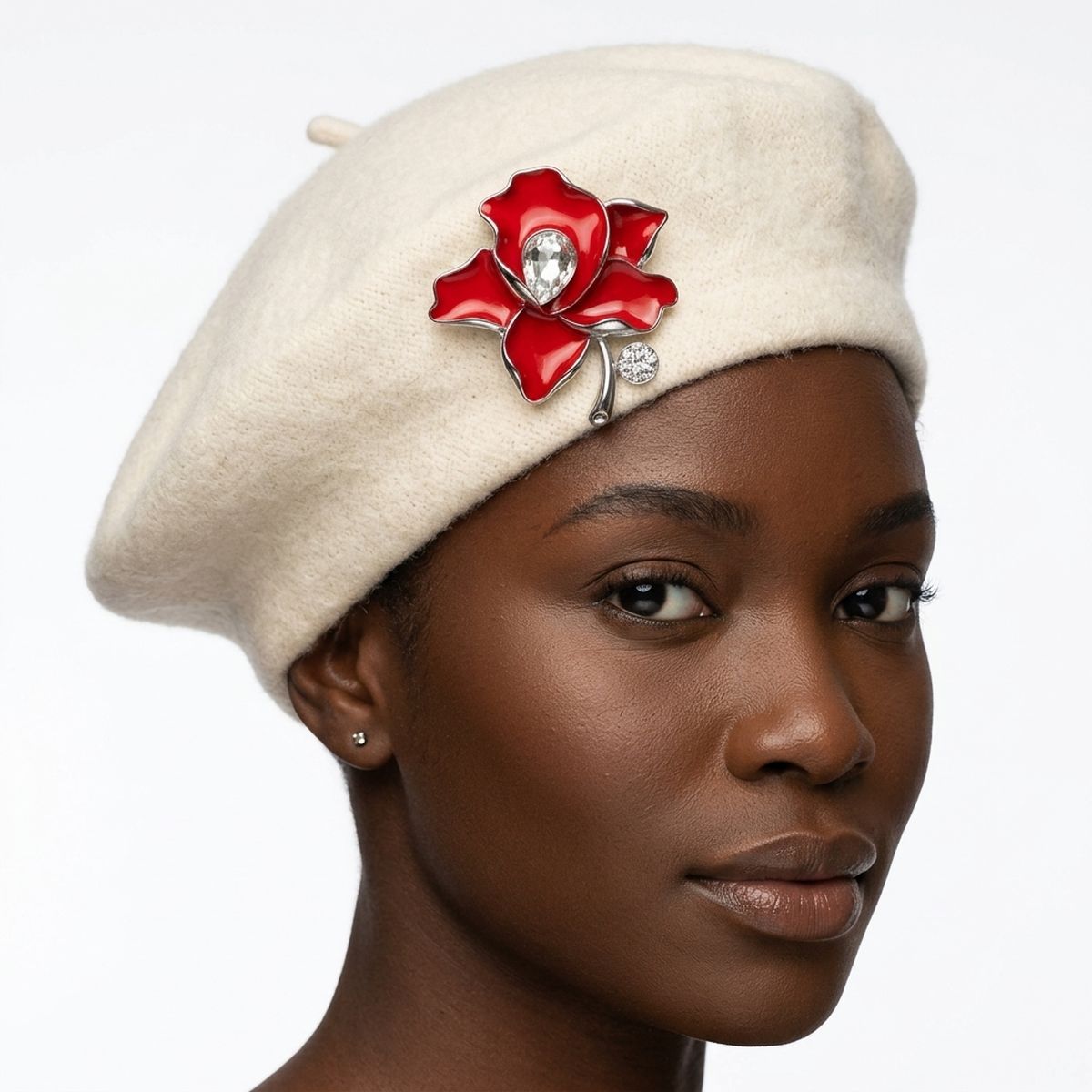 Delta Sigma Theta Red Enamel Flower Brooch Pin
