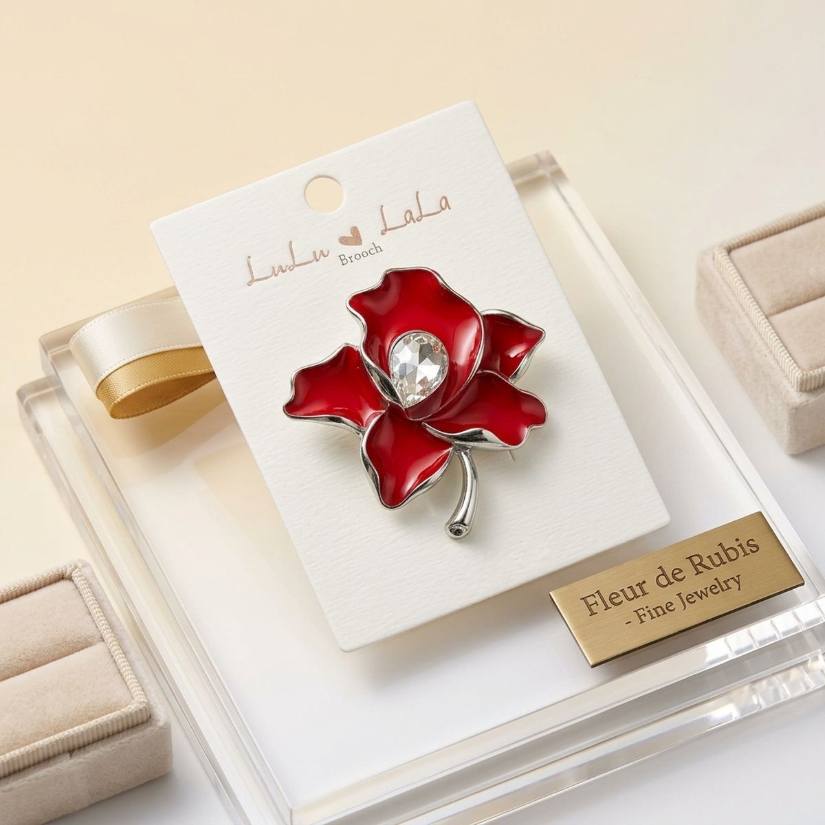 Delta Sigma Theta Red Enamel Flower Brooch Pin