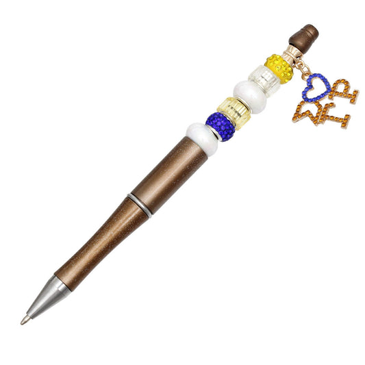SGRHO Sorority Bling Bead and Charm Brown Pen - Premium Sigma Gamma Rho Paraphernalia from Pinktown - Just $13! Shop now at chiquestyles