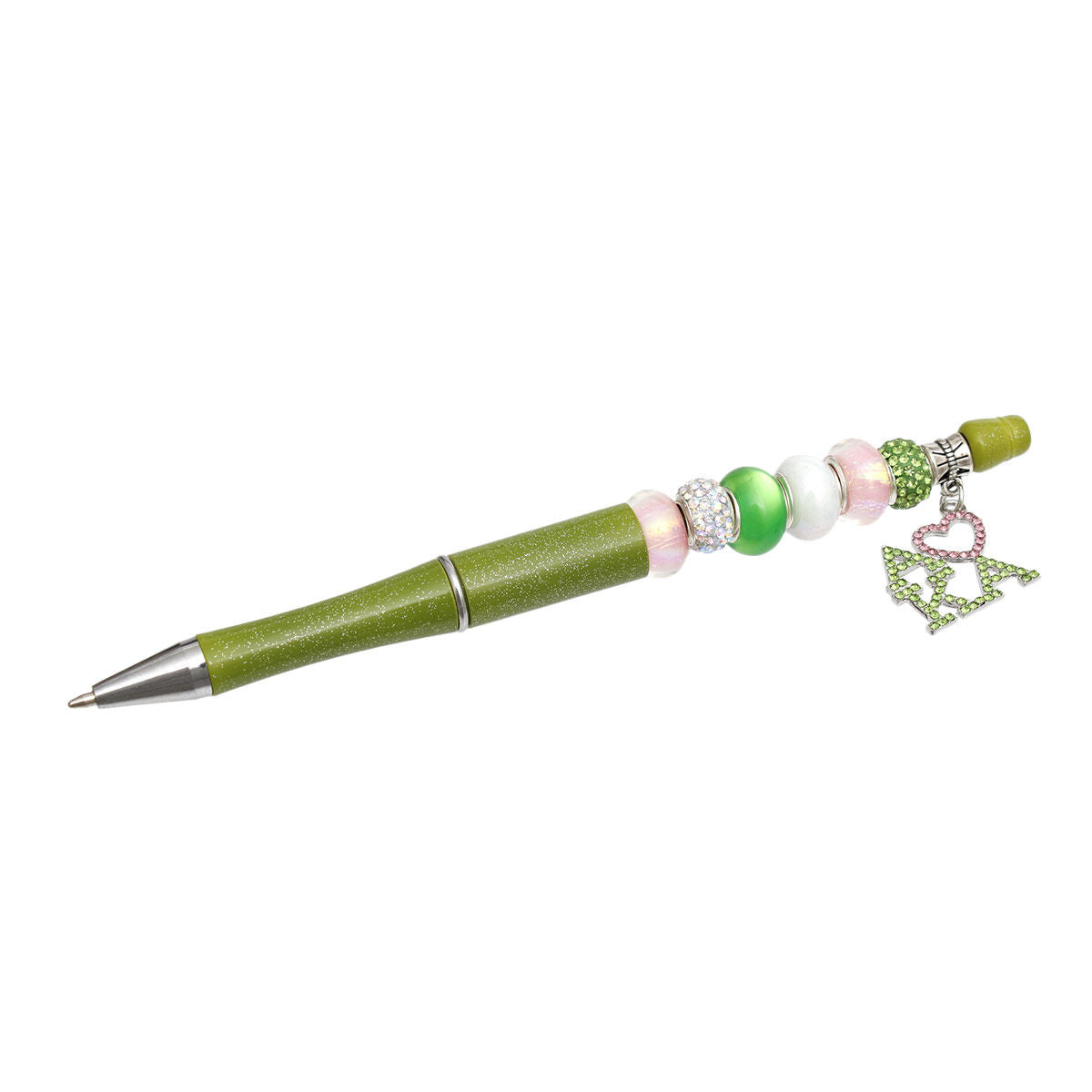 AKA Sorority Bling Bead and Charm Green Pen - Premium AKA Sorority Paraphernalia from Pinktown - Just $13! Shop now at chiquestyles