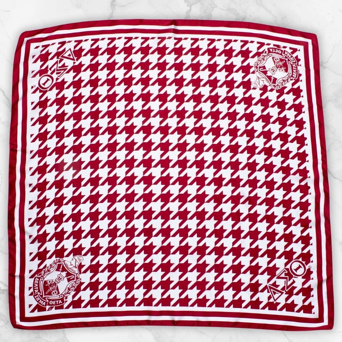 DST Red White Houndstooth Square Sorority Scarf