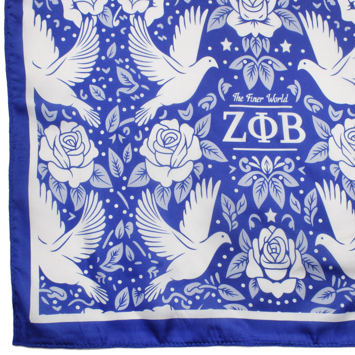 ZPB Blue and White Dove Square Sorority Scarf