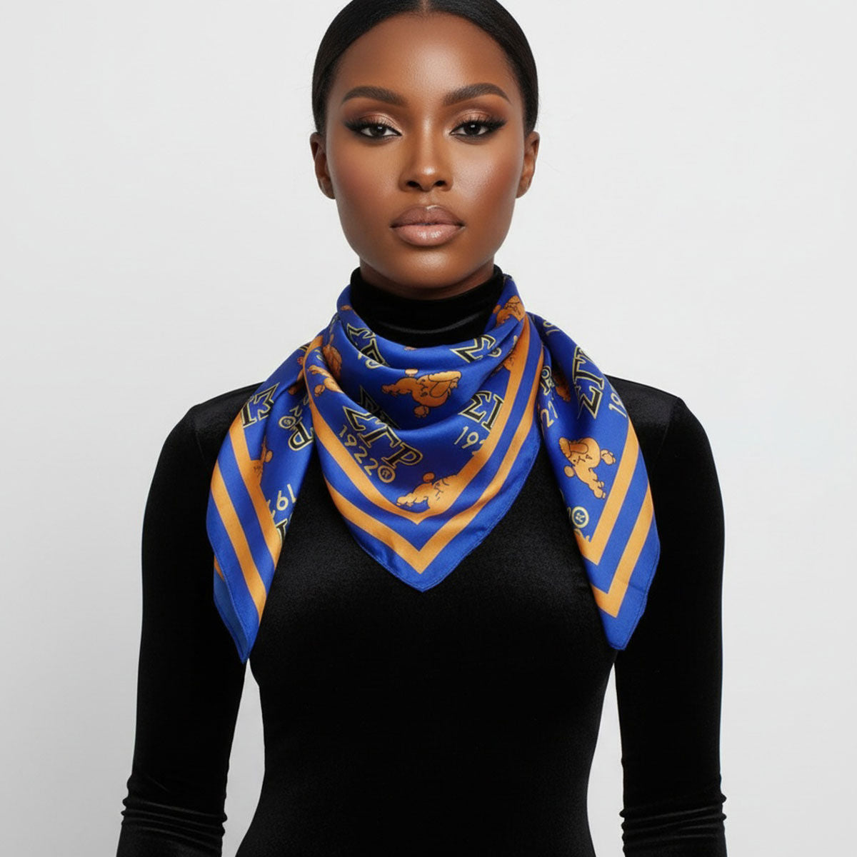 SGRHO Dark Blue and Yellow Poodle Square Scarf