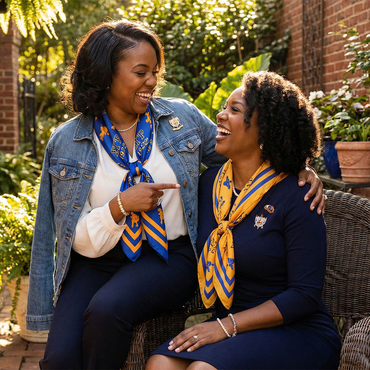 SGRHO Dark Blue and Yellow Poodle Square Scarf