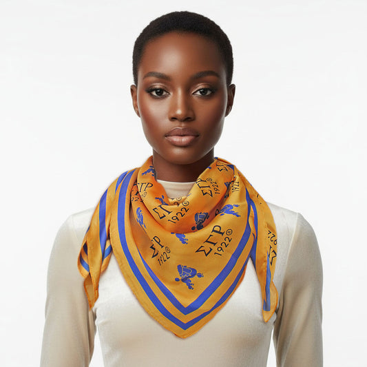 SGRHO Mustard Yellow and Blue Poodle Square Scarf
