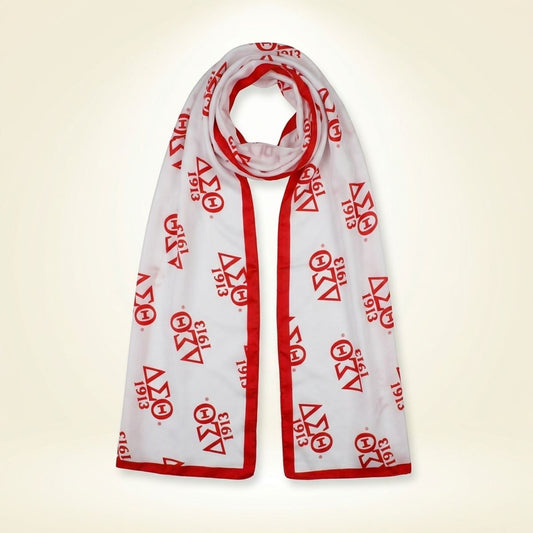DST Long Red and White 1913 Rectangle Scarf