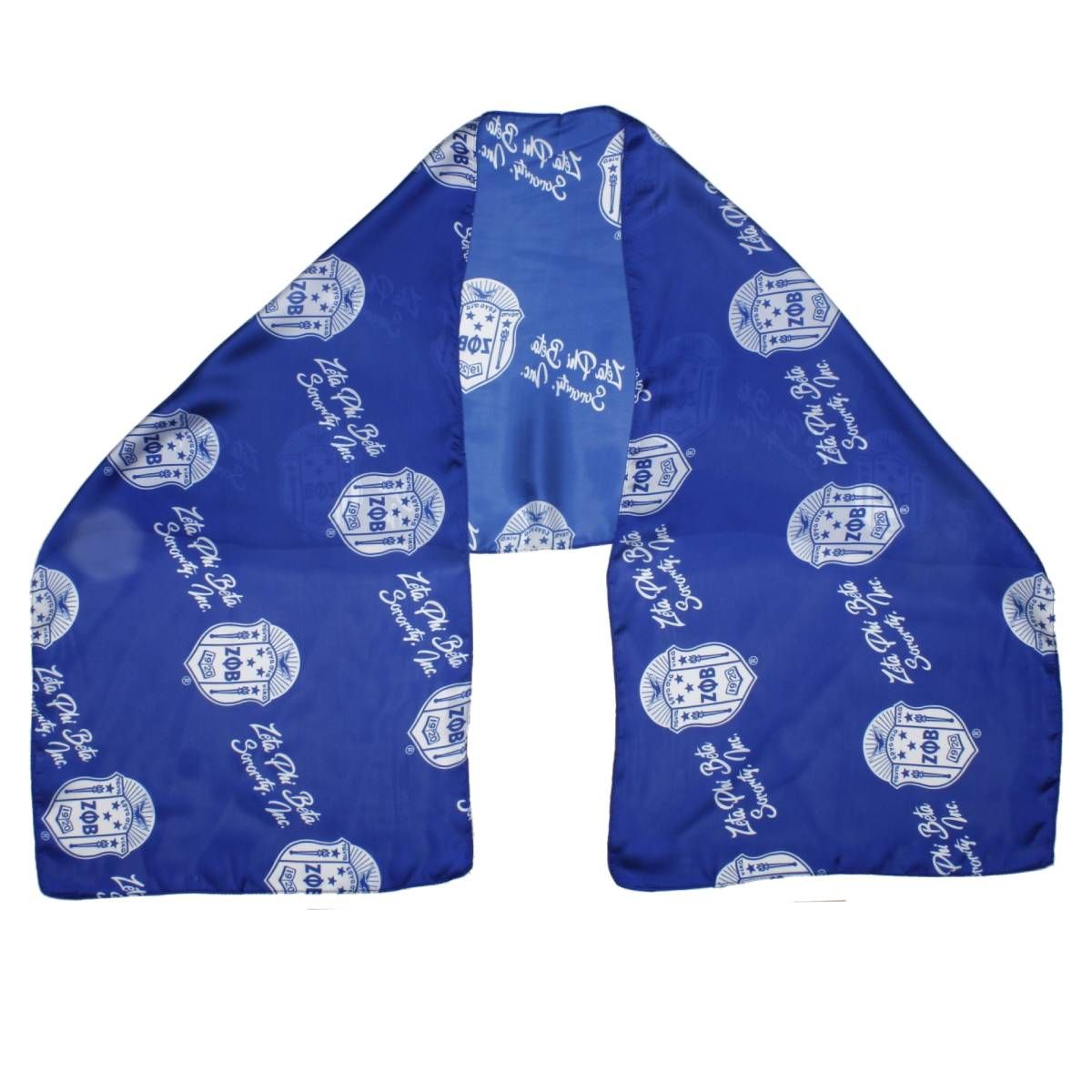 ZPB Long Blue and White Shield Rectangle Scarf