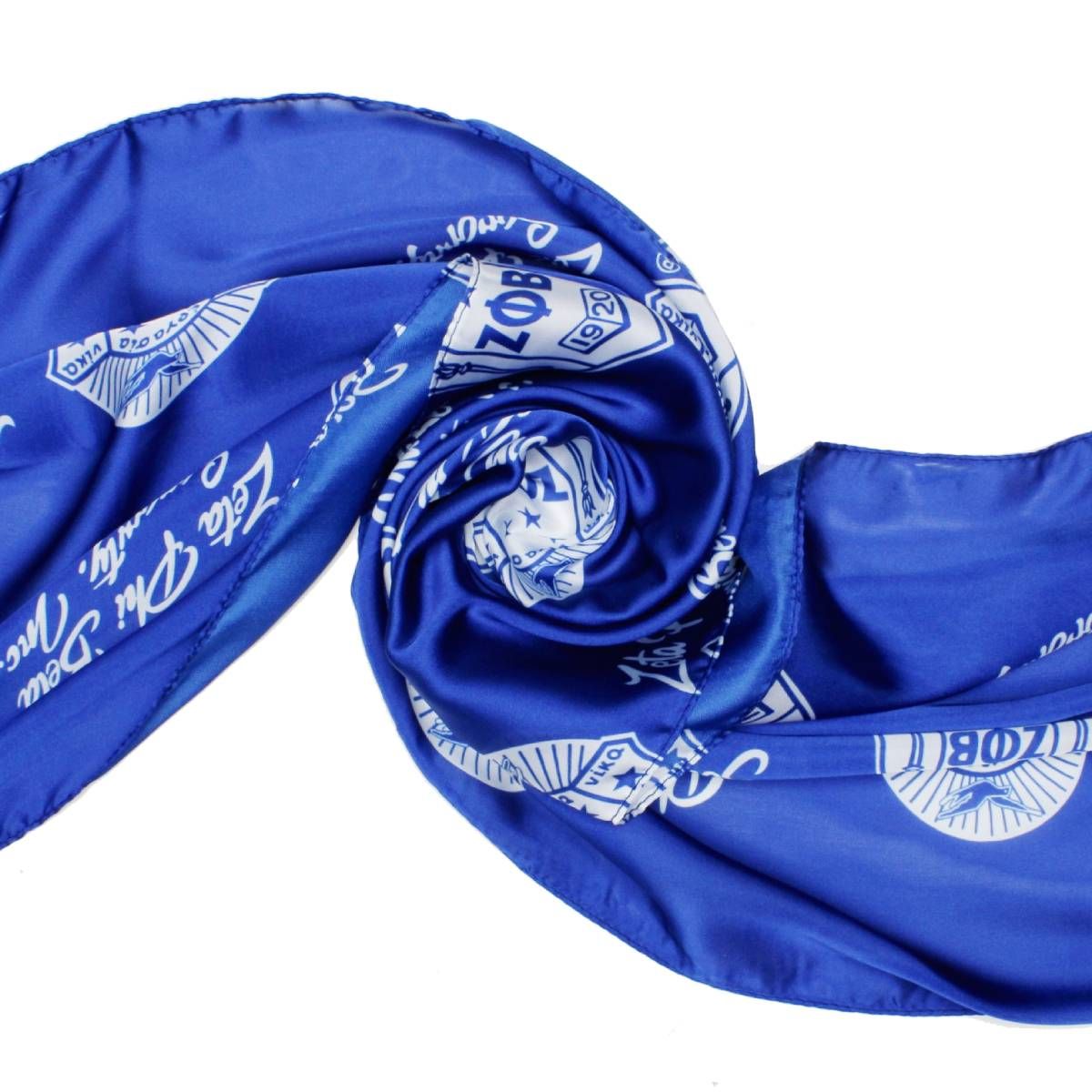 ZPB Long Blue and White Shield Rectangle Scarf