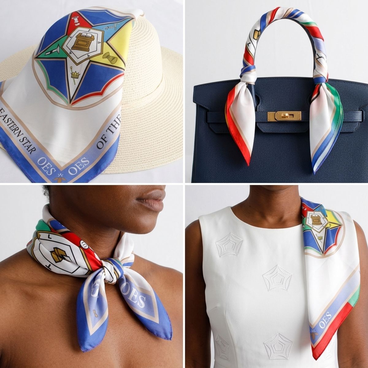 OES White Five Points & Heroines Square Scarf