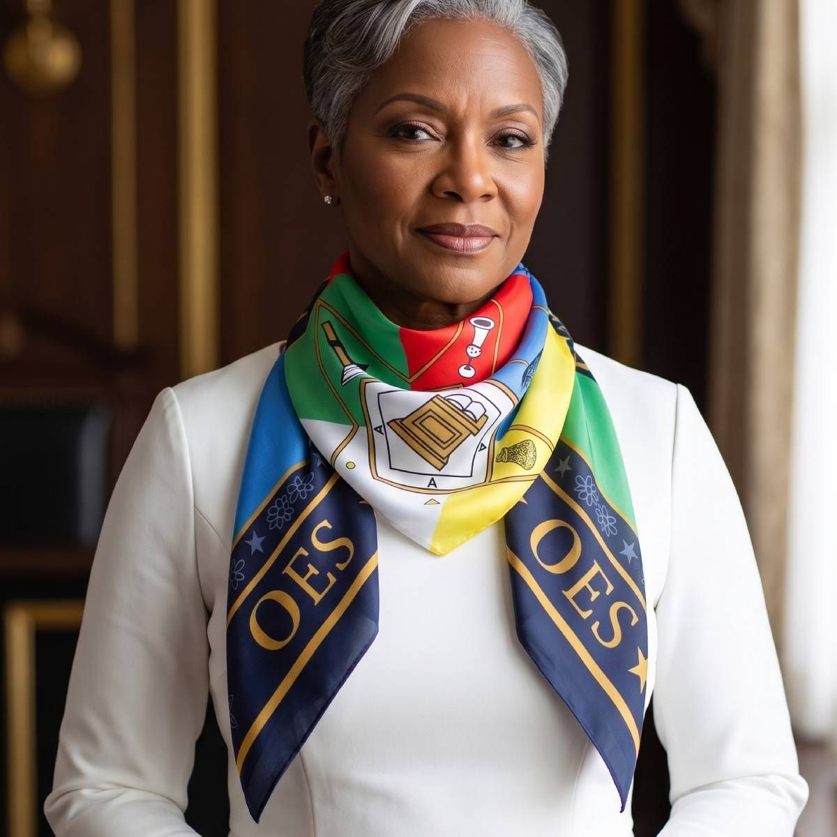 OES Navy Colorblock Five Points & Heroines Scarf