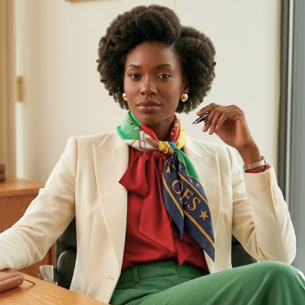 OES Navy Colorblock Five Points & Heroines Scarf